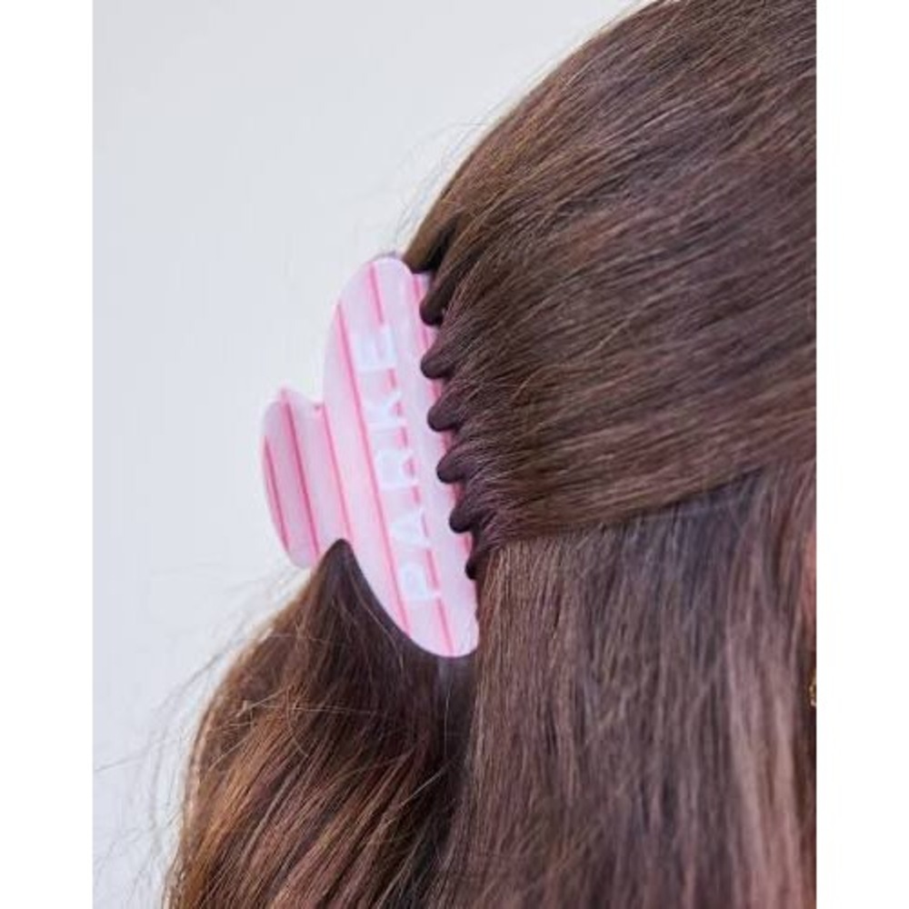 NWT Parke Its a Girl Pink Striped Claw Clip